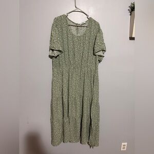 Amazon Green Floral Midi Dress